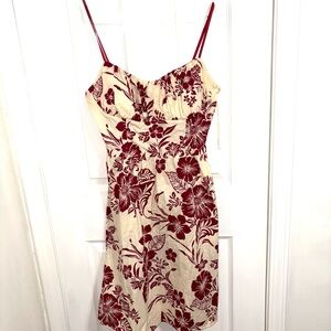 Ruby Rox Cream and Red Floral Midi Dress